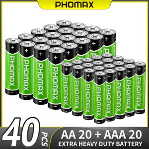 TEMU 20개 팜맥 AA 1.5V 배터리 & 20개 팜맥 AAA 1.5V 배터리, 고용량 탄소 배터리 콤보 세트, 충전 불가능, 다양한 장치용으로 긴 시간 동안 전원 공급