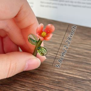 TEMU 1개 수제 유리 미니 꽃 조각상 - 투명한 화병에 담긴 정교한 파스텔색 튤립 bouquet, DIY 공예, 사진용 props, 축제적인 테이블 장식에 완벽하며 이스터, 성 패트릭의 날과 파티를 위한 이상적인 선물