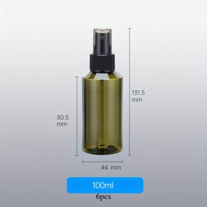TEMU 6개 50ml 100ml 150ml 두꺼운 암버와 녹색 투명한 미세 연기 스프레이 병 PET 플라스틱 화장품 디스펜서 여행용 병