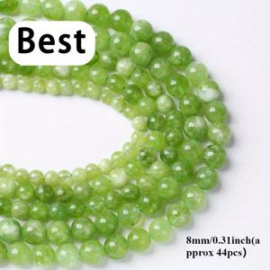 TEMU TEOWAKI 천연 그린 페리도트 스톤 비즈 - 6mm, 8mm, 10mm 라운드 스페이서 비즈, 주얼리 만들기용, DIY 팔찌 및 귀걸이, 15인치 줄, 선명한 색상, 광택 마감, 귀걸이 부품 | 반짝이는 비즈 디자인 | 매끄러운 비즈 표면, 팔찌용 비즈