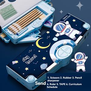 TEMU 1pc 귀여운 만화 연필 케이스 - 다기능 학습 용품 정리함, 가위, 지우개, 날카로운 펜, 규격, 테이프 및 스케줄 - 학교, 사무실 또는 가정용 보관에 완벽합니다, 연필 포장|필통