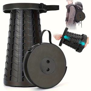 TEMU REVUP 400 lbs 내구성 캠핑 의자 - 휴대용 PVC 야외 의자, 접이식 디자인, 컴팩트하고 가벼운 구조, 인체공학적 지지력, 캐리 케이스 포함, 캠핑 및 낚시용, 블랙