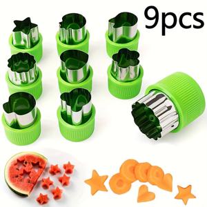 TEMU 9pcs 야채 수동 절단 도구 세트, 과일 및 빵 봉지 제품 도움 액세서리, 주방 공예, 녹색