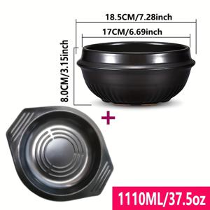 TEMU 1개 신천리 대형 37.5oz/1110ml 도나베 냄비와 비빔밥 그릇 - 내열 트레이 포함, 식기세척기 사용 가능, 균일한 열 분배, 한국·일본 요리용, 스푼·국·찜류에 적합 - 가정·레스토랑·선물용, 내구성 있는 세라믹 소재, 전통 꽃무늬 디자인, 식기세척기 안전 주방용품