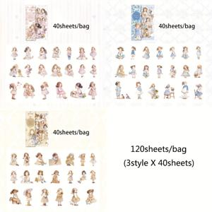 TEMU 120매/백 스티커, PET 소재, 인형집 시리즈 캐릭터 테마 스테이션러리 핸드 계정 콜라주 장식 사진 프레임 컵 캘린더 상자 휴대폰 케이스 다이어리 장식|다이어리|일기장