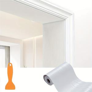 TEMU 15cm x 5m 자체 접착식 나무 조각 수리 테이프 벽지 스티커, 문 프레임 엣지, 나무 문 트림, 손상 숨기기 및 장식용, 창문대, 책상, 캐비닛 및 옷장용 제거 가능한 벽지.