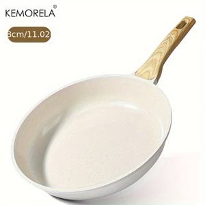 TEMU KEMORELA 1개 의료용 스톤 논스틱 프라이팬, 오믈렛 팬, 셰프 팬, 내열 핸들 포함, 인덕션 및 주방용, 화이트(20/24/28cm)