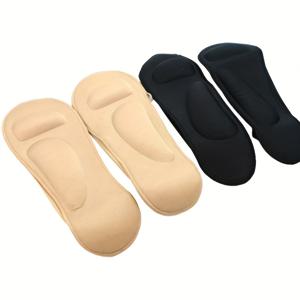 TEMU 2쌍 아치 지지 쿠션 보트 양말 - 3D 충격 흡수 깔창, 미끄럼 방지 발궁 지원, 여성 및 남성용 쿠션 발목 양말 - 세탁기 사용 가능 사계절 일상 & 정장용 - 블랙/베이지/브라운, 부드러운 원단 구성