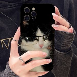TEMU 아이폰 11/12/13/14/15/16/PLUS/PRO/PROMAX용 순수한 욕망 고양이 모든 것을 포함하는 내진성 필름 하드 폰 케이스, 남녀 공용 선물 보호 커버