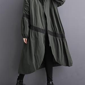 TEMU 일본식 편안한 줄무늬 컬러 블록 디자인 봄과 가을 지퍼 업 스탠드 칼라 카디건 코트 트렌치 코트