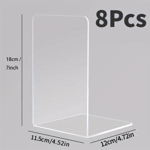 TEMU 8pcs L-형 투명 아크릴 책장 학생 데스크탑 정리기 분리기 파일 보드 책 홀더 스탠드 사무실 정리기
