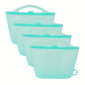 TEMU 색상 뚜껑이 있는 누수 방지 실리콘 식품 보관용기 4개 세트 - 1200ml, BPA 프리, 식기세척기 사용 가능, 주방, 냉장고, 여행 및 사무실에 적합|식기세척기|식기세척기