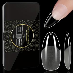 TEMU 600개 소프트 젤 네일 팁, 반 매트 투명 아크릴 네일 팁, 네일 연장용 미리 형성된 네일 팁, 네일 아트 살롱용 매니큐어 도구|네일팁
