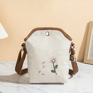 TEMU 1pc 스타일 원 디자인 순수 수공 꽃 어깨 메신저 가방 소형 신선 대비 색 휴대 전화 가방