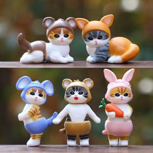 TEMU 카툰 헤드웨어가 있는 귀여운 고양이 인형 5개 - 상어, 토끼 및 쥐 디자인 - PVC, 전원 필요 없음 - 집, 사무실 또는 차량 장식, 축제 휴일 선물, 축제 휴일 선물|재미있는 고양이 디자인|PVC 구조, 고양이 장식
