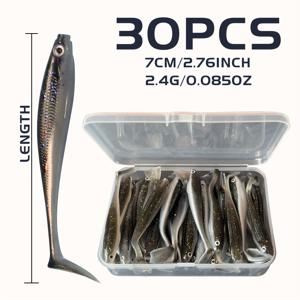 TEMU 7.5cm 10/30개 소프트 낚시 미끼, 지깅 워블러 루어, 베이스 카프용 인공 스윔베이트, 아버지의 날 선물용 탑워터 루어