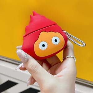 TEMU 레드 만화불꽃 이어폰케이스 - Apple 1/2/ Pro//Pro 2/3용, 낙하방지 풀커버 소프트 케이스, Airpod Pouch, 재미있는 Airpod Case, pro Cases, cute Airpod Bag, 여행용액세서리, 기기 보호, 플레임패턴, 카툰디자인, 가벼운무게의 안전한 슬리브, 완벽핏, 음악애호가 학생과 직장인 추천