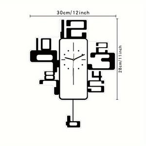 TEMU 1개 글로우틱 무소음 벽시계, 예술적 기하학 디자인 아크릴 모던 홈 데코, 거실/침실/사무실용 - 배터리 구동(AA 미포함) | 기하학 벽 장식 | 장식 벽 조각|벽시계|벽시계