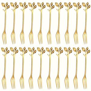 TEMU 20pcs 골든 스테인리스 스틸 크리에이티브 과일 포크, 가정 주방, 파티, 레스토랑용 미니 포크