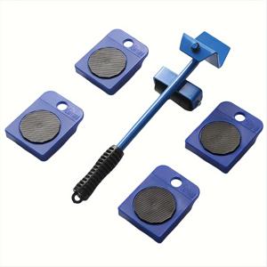 TEMU 5pcs, 가구 이동용 헤비 듀티 세트, 리프터 및 슬라이더 포함, 블루 - 가전제품, 냉장고, 소파 이동에 이상적입니다.