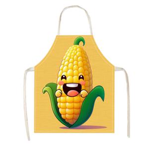 TEMU 1pc 재미있는 만화 옥수수 프린트 리넨 앞치마, 튼튼하고 편안한 소매 없는 요리사 요리 앞치마, 베이킹, 가정 청소, 가정일, 축제 이벤트 및 파티에 완벽한 친구를 위한 이상적인 선물