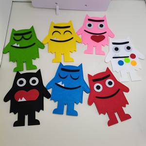 TEMU 감성적인 작은 괴물 손가락 인형 장갑 펠트, 영어 교과서 및 그림책을 위한 스토리 소품, 감정 색상 인식 장난감