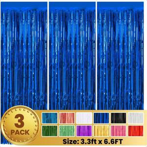 TEMU 3개 세트 진한 블루 플라스틱 파티 배경막, 2x1m (6.5x3.3ft - 생일, 이벤트, 사진 소품용 화려한 메탈릭 프린지 장식, 할로윈 , 크리스마스 장식, 이벤트 액세서리, 가벼운 재질, 내구성 있는 축제 소품, 홈 데코레이터, 이벤트 플래너용