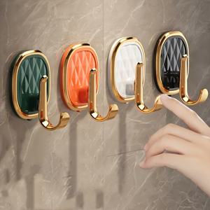 TEMU 4pcs 우아한 금색 접착 후크, 텍스처 컬러 - 설치가 쉬움, 드릴링 없음, 옷, 수건, 목욕복용 벽걸이 후크 - 현대적인 홈 데코 욕실 액세서리