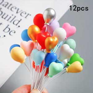 TEMU 6/12개 미니어처 레진 풍선 참, 혼합 색상 풍선, DIY 인형 집 액세서리, 미니 인형 집에 완벽함, 모델 사진 소품