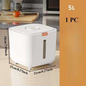 TEMU 1pc 대형 통기성 곡물 저장 용기 - BPA 프리 플라스틱, 쌀과 밀을 위한 다목적 주방 정리함, 손세척 가능, 5L/10L 용량, 식품 등급, 습기 방지, 곤충 방지, 내구성, 애완 동물 식품 저장, 개 식품 저장 용기, 애완 동물 식품 저장 용기
