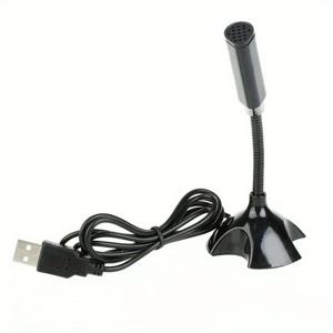 TEMU USB-C 플러그 앤 플레이 마이크 - 게이밍, 스트리밍, 온라인 회의용 고감도 노이즈 감소 미니 스튜디오 마이크 조절 가능한 구스넥 스탠드 및 홀더 포함 - 블랙 데스크탑/노트북용 음성 커뮤니케이션 마이크 | 슬림 디자인 | 유연한 케이블