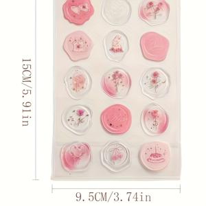 TEMU 15pcs 3D 로즈 왁스 밀봉 스티커 - 투명 피엘 & 밀봉, 로맨틱한 꽃 디자인, 데이, 결혼식, 생일 및 중국 신년 장식, 로맨틱한 미적 감각, ABS 레진 재료
