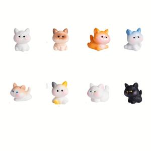 TEMU 8pcs 미니어처 고양이 인형 - 매력적인 수지 만화 고양이 DIY 장식, 빈티지 스타일, 추수감사절, 새해, 어머니의 날 및 졸업 선물에 이상적, 전원 필요 없음, 고양이 장식