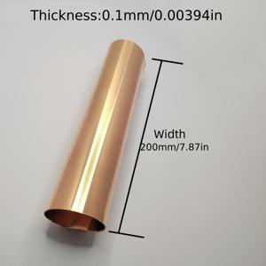 TEMU 1롤 고순도 구리 호일 시트 - 0.1/0.08/0.06/0.05mm 두께 T2 등급 99.6% Cu 반경질, 기타용 EMI 차단, 공예, 접지, 달팽이 및 민달팽이, 열 절연, 반사 마감, 광택 표면