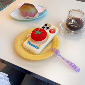 TEMU 새로운 귀여운 만화 실리콘 토마토 스탠드, 풀 랩 쇼크 방지 보호 케이스에 적합, 아이폰 16, 15, 14, 13 프로 플러스용 크리 에이티브 니치 디자인|아이폰케이스