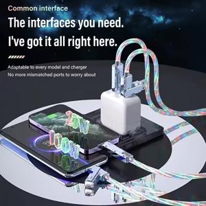 TEMU 새로운 별하늘 RGB LED USB Type-C to Lightning 및 4in1 고속 충전 케이블 for 아이폰 16 15 샤오미 화웨이