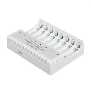 TEMU PUJIMAX 블랙/화이트 8 슬롯 1.2V 니켈 수소 니켈 Cd AA/AAA 배터리 충전기, 스마트 매칭, 과부하 보호 및 안전한 디자인으로 밤 시간 조용한 사용 (배터리 포함되지 않음)