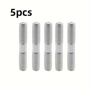 TEMU 5/6개 스테인리스 스틸 풀 스레드 양방향 헥스 볼트 M8x50mm - 왼손 나사산, 중공기계 및 기계 연결용, 장비 조립, 광택 마감, 내구성 강화, 정밀 고정, 산업용 하드웨어, 기계 제조업체용