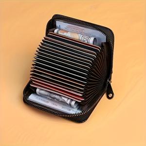 TEMU 인공 가죽 카드 홀더 | 남녀 공용 RFID 차단 지갑 | 슬림한, 다중 슬롯이 있는 지퍼 디자인 | 남성과 여성을 위한 안전한 검은색 신용 카드 정리함 | 스타일 | 내구성이 뛰어난 스티칭, 어머니의 날과 아버지의 날 선물에 적합