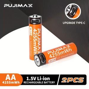 TEMU AA 4255mWh 충전식 리튬 배터리, 1.5V 고성능 일정 전압 배터리, 내구성 높은 품질, TV 리모컨, 알람 시계, 도어벨, 자동차 키, 게임 컨트롤러, 손전등에 적합한 고출력 타입-C 충전 배터리, 안정적인 전압 빠르고 긴 수명 USB-C 충전