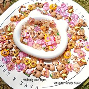 TEMU 36개 혼합 캡바라 야광 레진 액세서리 세트 - DIY 공예, 휴대폰 케이스, 헤어 액세서리, 귀걸이, 키체인용 - 크리스마스와 할로윈 선물에 딱 맞는 유쾌한 캡바라 매력