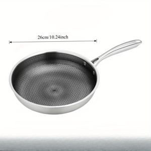 TEMU 1개 26cm 10.23인치 304 스테인리스 스틸 벌집 프라이팬 웍 팬, 무스탠드 코팅, 쉽게 세척 가능, 균일한 열 분배, 인덕션 호환, 홈 키친 및 캠핑용 경량 벌집 팬