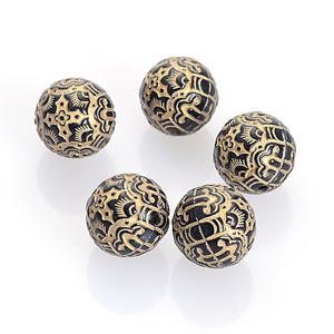 TEMU 30pcs 14mm 플루트 골판지 골동품 디자인 도금 아크릴 스페이서 느슨한 라운드 비즈 Diy 쥬얼리 매력 만들기