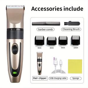 TEMU 남성을 위한 SKYUV 전문 무선 헤어 클리퍼 1개, 충전식 USB 충전 전기 바버 트리머, 낮은 소음 고출력 세라믹 커팅 헤드, 가이드 콤, 청소 브러시 및 리튬 배터리가 포함된 헤어 커팅 및 관리 키트