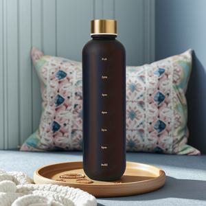 TEMU 1L 시간 마커가 있는 물병, 32 OZ 재사용 가능한 얼룩이 있는 플라스틱 물병, 피트니스 스포츠 여행용 누출 방지 물병