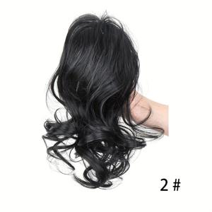 TEMU 여성용 우아한 컬리 클로 클립 포니테일 익스텐션 - 볼륨감 있는 웨이브가 있는 자연스러운 블랙 합성 머리, 어떤 헤어스타일에도 높이와 스타일을 더할 수 있는 완벽한 제품, 포니테일 헤어 익스텐션