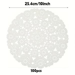 TEMU 100개 10/12인치 백색 종이 도일, 둥근 레이스 종이 도일, 일회용 식기, 테이블 장식, 케이크, 디저트, 공예, 파티, 결혼식, 크리스마스, 할로윈, 부활절, 한ук카, 추수감사절