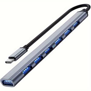 TEMU 노트북용 USB 허브, 7-USB 포트 USB 허브 3.0 USB 분배기 USB 익스텐더 두 플러그 USB 어댑터, iMac Pro, MacBook Air, Mac Mini/Pro, Surface Pro 노트북용