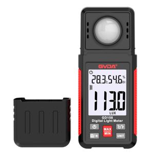 TEMU GVDA 디지털 럭스미터 20만 Lux, 고감도 광도계, FC/UV/IR 검출기능, °C/°F 및 LUX/FC 표시, 데이터 홀드, MAX/MIN, 백라이트, 자동 전원차단, 내구성 -슬립 방지 설계 (산업용/사진작업/조명테스팅), 배터리 사용(별매)