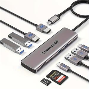 TEMU LEMORELE 10-포트 USB C 허브 도크 , 4K HDTV, 30Hz, PD100W 빠른 충전, SD/TF 카드 리더, Type-C 어댑터, 노트북, 스마트폰, 태블릿, USB C 허브 도크